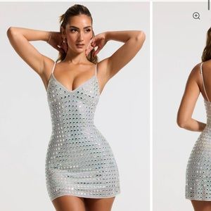 Oh Polly SVANA
Embellished A-Line Mini Dress in Silver